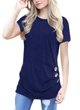 1 x RAW Customer Returns MOLERANI Women s Casual Short Sleeve Tunic T-Shirt with Round Neck and Loose Tunic Top Dark Blue, XL  - RRP €22.89