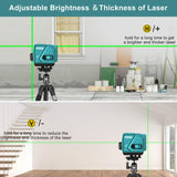 1 x RAW Customer Returns Kiprim 3x360 Professional Line Laser 12 Lines 40M Green Self-leveling Cross Laser with 3 Modes, Magnetic Wall Mount, Rechargeable Battery LV3D for Indoor Construction Site - RRP €69.99