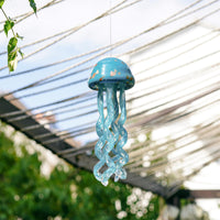 3 x Brand New 20 Art Blown Glass Jellyfish Wind Chime, Handmade Glass Jellyfish Wind Chimes for Hanging, Outdoor Wind Chimes for Garden, Yard, Wedding Decoration Royal Blue  - RRP €61.2