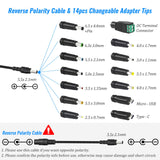 1 x RAW Customer Returns SoulBay 72W 3-24V Universal Power Supply, Universal AC DC Adapter Charger with 14pcs DC Tips Reverse Polarity Cable for CCTV Camera LED Strip Household Electronics - 3000mA Max. - RRP €22.61