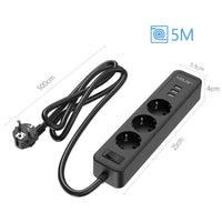 1 x RAW Customer Returns JSVER 5M Power Strip with 3 Power Outlets and 3 USB Ports Smart Charging Station Extension Sockets with 5m Cable-Black - RRP €19.15