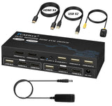 1 x RAW Customer Returns HDMI KVM Switch 2 PC 2 Monitors 4K 60Hz, Dual Monitor KVM Switch 2 Port with Power Supply, Supports HDMI 2.0, HDCP 2.2, 2 in 2 out KVM Switch with 4 HDMI cables and 2 USB cables - RRP €69.98