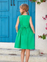 1 x Brand New GRACE KARIN Girls Dresses 134 Children s Dress 140 Cotton Simple Classic Casual Knee Length Green - RRP €27.6