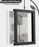 1 x RAW Customer Returns Afuly Picture Frame 13x18 Wooden Double Glass Black Modern Photo Frame with Vase and Metal Tree for 2 Photos Family Friend Birthday Festival Gifts for Mom Grandma - RRP €25.2