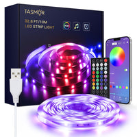 1 x RAW Customer Returns TASMOR USB LED Strip 10M, Dimmable 5050 RGB LED Strip 10M Controllable via App, Remote Control, Timer Mode, 16 Million Colors LED Tape 10M, 5V LED Lights Sync with Music LED Strip for Party - RRP €24.44