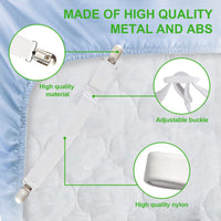 2 x Brand New Sprie en bed sheet tighteners adjustable 8 pieces, bed sheet tighteners iron cover tighteners, bed sheet tighteners adjustable elastic, with metal clips mattress tighteners, for bed sheets, mattresses, sofa covers 50-100 cm  - RRP €40.8