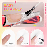 2 x Brand New Gelfavor 5 in 1 building gel for gel nails clear 15ml UV LED builder strengthening gel transparent color for strong nail tips, shape, structure and build extensions with 10pc nail form for nail art - RRP €12.68