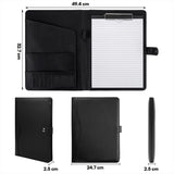 1 x RAW Customer Returns AMKSONS A4 writing folder in black including clipboard DIN A4 notepad - Premium conference folder made of PU leather with document compartments, pen holder, hinged lid and magnetic closure - RRP €18.99