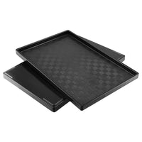 1 x RAW Customer Returns FUNSUEI Set of 3 Plastic Trays Black, Rectangular Serving Tray, 31.6 x 21.2 x 1.6 cm Shoe Rack Shoe Drip Tray Black, Shoe Tray Shoe Tub Plastic for Shoes Indoor Outdoor - RRP €19.15