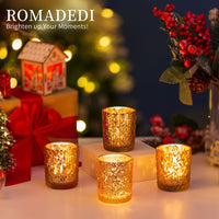 1 x RAW Customer Returns Romadedi tealight holder candle holder glass gold - set of 12 mercury lantern candle holder for tealights candles table decoration wedding party decoration Christmas decoration - RRP €28.99