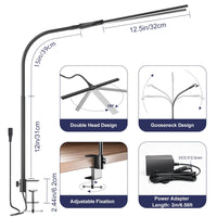 1 x RAW Customer Returns Kintion Led Desk Lamp, Computer Monitor Flexible Gooseneck Smart Light, 1400 Lumens Dual Headed Architect Table Light with Clamp, 25 Super Bright Extra Wide - RRP €40.32