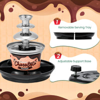 1 x RAW Customer Returns Huanyu Huanyu 3-Tier Mini Chocolate Fountain Machine 10 Bamboo Skewers Removable Tray 450g Chocolate Fondue Fountain for Party Birthday Wedding Chocolate Nacho Cheese BBQ Sauce Liqueurs Black  - RRP €59.5