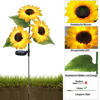 1 x RAW Customer Returns HELESIN solar lamps for outdoor decoration, 2 pieces solar lights with 3 solar sunflowers, waterproof solar garden light decoration, sunflower light with 20 LEDs for garden, patio, Christmas decoration - RRP €24.99