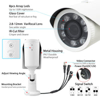 1 x RAW Customer Returns Evtevision 5 Megapixel Surveillance Cameras IR Bullet Cameras AHD TVI CVI CVBS 4 in 1 Weatherproof Housing IP67 Outdoor Indoor Night Vision 130ft 40M Range 2.8-12mm Vari-focal Lens - RRP €59.99