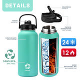 1 x RAW Customer Returns Fjbottle Stainless Steel Drinking Bottle with Straw 950ML 1200ML BPA-Free Leak-Proof Water Bottle - Sports Bicycle Thermo Bottle Thermos for Sparkling Water, School, Fitness - RRP €19.99