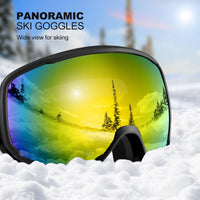 1 x RAW Customer Returns Odoland OTG Ski Goggles for Kids, UV Protection and Anti-Fog Lens for Children and Youth, Double Spherical Lens Snowboard Goggles Perfect for Skating Skiing Snowboarding for Boys and Girls BL - RRP €23.8