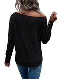 1 x RAW Customer Returns GORGLITTER Cut Outs Top Women s Elegant T-Shirt Long Sleeve Spring Shirts Casual Shirt with Asymmetrical Neckline Black L - RRP €29.23