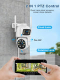 1 x RAW Customer Returns Reobiux 2.5K Outdoor WiFi Surveillance Camera with Double Lens, 6MP Home Surveillance IP Camera, Color Night Vision, Automatic Tracking, Human Detection, Two-Way Audio, IP66 - RRP €49.99