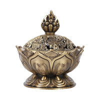 1 x RAW Customer Returns 2 Colors Vintage Backflow Smoke Brass Incense Burner Lotus Stick Cone Holder Home Decoration Accessories Bronze  - RRP €13.39