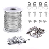 1 x RAW Customer Returns TUPARKA 1.5mm x 30m Picture Frame Hanging Wire 304 Stainless Steel Wire Spool with 30pcs Aluminum Crimp Loop and 15 Sets D-Ring Hangers up to 25kg  - RRP €10.07