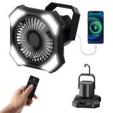 1 x RAW Customer Returns Camping Fan with Light, 10000mAh Battery Tent Fan with 3 Levels Light Remote, 3 Speeds Powerful Cooling USB Table Fan Power Bank for Outdoor Fishing Picnic - RRP €26.8