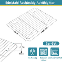 1 x RAW Customer Returns Cooling rack, Herogo stainless steel cooling rack, set of 2, rectangular cake rack, cooling rack for roasting, baking, grilling, cooling, 22 x 16 x 1.5cm, small oven cooling rack, baking rack, dishwasher safe - RRP €9.98