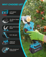 1 x RAW Customer Returns VERYMODEL Cordless Pruning Shears 40 mm, 2x4000mAh Battery Powered Pruning Shears with Display Brushless Motor, Electric Pruning Shears with 2 Blades for Gardening, Trees - RRP €129.0