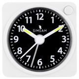 25 x Brand New SIMSAM analog alarm clock, alarm clock with light, alarm clock without ticking, travel alarm clock analog without ticking, alarm clock analog without ticking, alarm clock battery operated silent, 5.5x5.5cm white - RRP €277.0