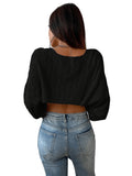 1 x RAW Customer Returns GORGLITTER Women s Super Cropped Knitted Cardigan Long Sleeve Bolero Tops Sweater Open Front Jacket Knitted Bolero Black S - RRP €31.25