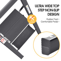 1 x RAW Customer Returns KINGRACK Ladder 2 Folding Steps, Aluminum Ladder with Handrail, with Safety Protection Device. Non-slip steps, Maximum 150kg, Black - RRP €46.37