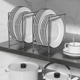 1 x Brand New LINFIDITE 2 Pieces Plate Holder Organizer Kitchen Cabinet Storage Organizer Tableware Storage Rack, Metal, Gray - RRP €17.99