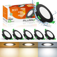 1 x RAW Customer Returns ALUSSO LED recessed spotlight 230V 4W flat, dimmable LED spots 230V, 68mm LED ceiling spots LED recessed lights, warm white 3000K neutral white 4000K cold white 6500K, black IP44 recessed spots for bathrooms, set of 6 - RRP €39.99