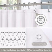 1 x RAW Customer Returns Linen shower curtain with metal shower curtain rings fabric textile bathtub curtain anti-mold bathroom curtain set waterproof bathtub curtain heavy shower curtain bathroom - 182 x 182cm white  - RRP €27.99