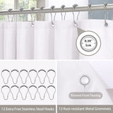 1 x RAW Customer Returns Linen shower curtain with metal shower curtain rings fabric textile bathtub curtain anti-mold bathroom curtain set waterproof bathtub curtain heavy shower curtain bathroom - 182 x 182cm white  - RRP €27.99