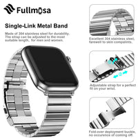 1 x RAW Customer Returns Fullmosa stainless steel metal strap compatible with Apple Watch strap 49mm 45mm 44mm 42mm, bamboo design bracelets for iwatch Series Ultra 9 8 7 6 SE 5 4 3 2 1, silver 49 45 44 42mm - RRP €19.15