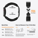 1 x RAW Customer Returns Tefeca Titanium Series Paracord Bracelet Compatible for Apple Watch 49mm 45mm 44mm 42mm, Ultra Ultra2 Series 9 8 SE2 7 6 SE 5 4 3 2 1 Black, XL for 49 45 44 42mm  - RRP €40.27