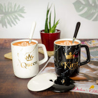 1 x RAW Customer Returns S CUBE King Queen Coffee Cups Marble, Wedding Gift Couples Gift Cups Set Coffee Mug Set Ceramic 350ml with Luxury Gift Box and Gift Card - RRP €31.87