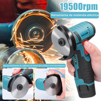 1 x RAW Customer Returns Hancaner Mini Angle Grinder Cordless Angle Grinder 19500 rpm 12 V professional Cordless Flex 2 Battery 2.0 Ah, 6 cutting discs, 76 mm cutting range for grinding and cutting - RRP €59.99