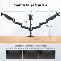 1 x RAW Customer Returns HUANUO Monitor Mount 3 Monitors for 17-32 inch Screens, Screen Mount 3 Monitors Height Adjustable, Monitor Arm, Support 8 kg per Arm, Black - RRP €189.29