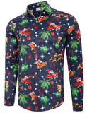 1 x RAW Customer Returns Fanient Christmas Shirt Men Slim Fit Long Sleeve Floral Shirt Santa Claus Hawaii Pattern Casual Button Down Holiday Costume Shirts M - RRP €23.89