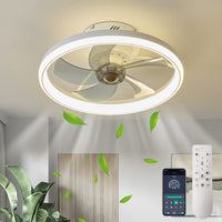 1 x RAW Customer Returns LMiSQ Modern Ceiling Fan with Lighting 220V 48W Reversible Ceiling Fan Quiet 3 Color Temperature 6 Wind Speed Ceiling Fan with Remote Control Smart APP Ceiling Lamp with Fan - RRP €118.22