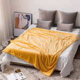 1 x RAW Customer Returns MIULEE Cuddly Blanket Fleece Blanket Flannel Blanket With Pompoms Solid Color Living Blankets Couch Blanket Fluffy Throw Microfiber Bedspread Sofa Blanket Blanket For Bed Sofa Bedroom Office 150x200 cm Yellow - RRP €26.99