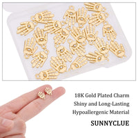 1 x Brand New SUNNYCLUE 1 Box 22pcs 18k Gold Plated Evil Eye Charms Bulk Rhinestone Hamsa Hand Charms Gold Plated Charms for Jewelry Making Evil Eye Palm Breloquese Buckle - RRP €19.2