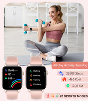 1 x RAW Customer Returns Smartwatch Women Calls and Message Notifications, 1.85 Voice Assistant Smart Watch Heart Rate Monitor Sleep SpO2 Digital Watch for Android iOS Fitness Pedometer 20 Sports Modes - RRP €39.99