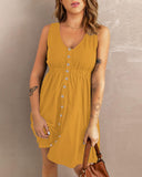 1 x RAW Customer Returns AUSELILY Summer Dress for Women Casual Mini Dress with Pockets Yellow 2XL - RRP €29.75