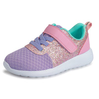 2 x Brand New Girls shoes, children s trainers, glitter sports shoes, running shoes, indoor shoes, sneakers, Velcro fastening, tennis shoes, festive for teenagers, 22 EU, purple pink - RRP €52.42