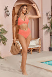 1 x RAW Customer Returns YBENLOVER Women Bikini 2 Piece Set High Waist Criss Cross V-Neck Push Up Padded Swimwear,Coral Red.,M - RRP €24.0