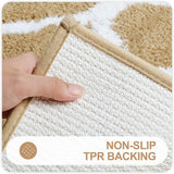 1 x RAW Customer Returns Homaxy non-slip bath mat bathroom carpet washable deep pile bath carpet fluffy microfiber bath rug - 60 x 90 cm, beige - RRP €30.24