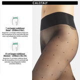 1 x RAW Customer Returns CALZITALY Trasparente tights, seamless tights, dotted tights for women, S, M, L, XL, XXL, black, blue, skin colour, sun, tan, 15 DEN, Made in Italy XXL, black dots  - RRP €19.2