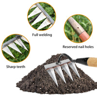 1 x RAW Customer Returns Garden rake, rake garden weed hoe, weed remover device, garden tools, lawn rake digging fork, multifunctional garden tool 4 tooth steel carbon steel, for weeding loosening sowing without stick  - RRP €17.34